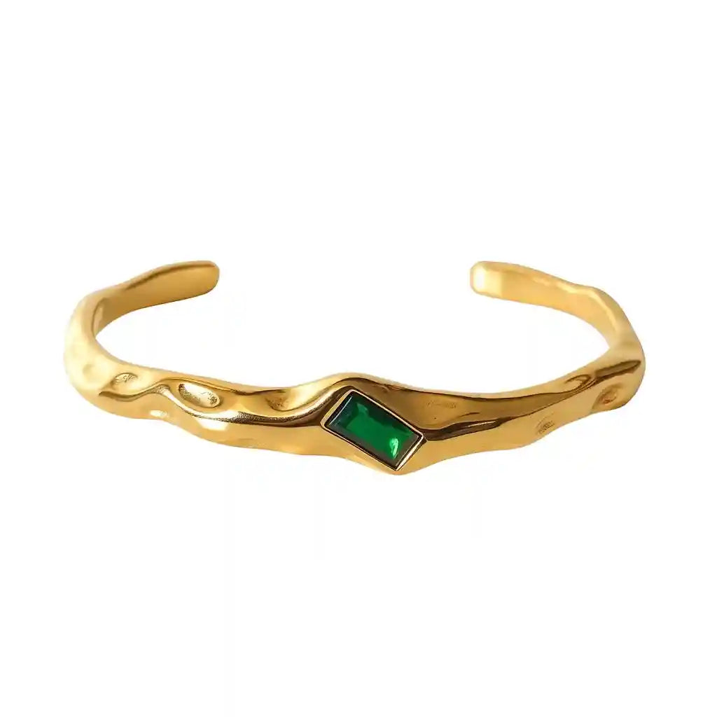 Green crystal cuff bracelet