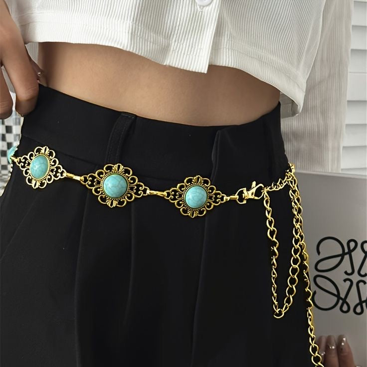 green stone waist chain