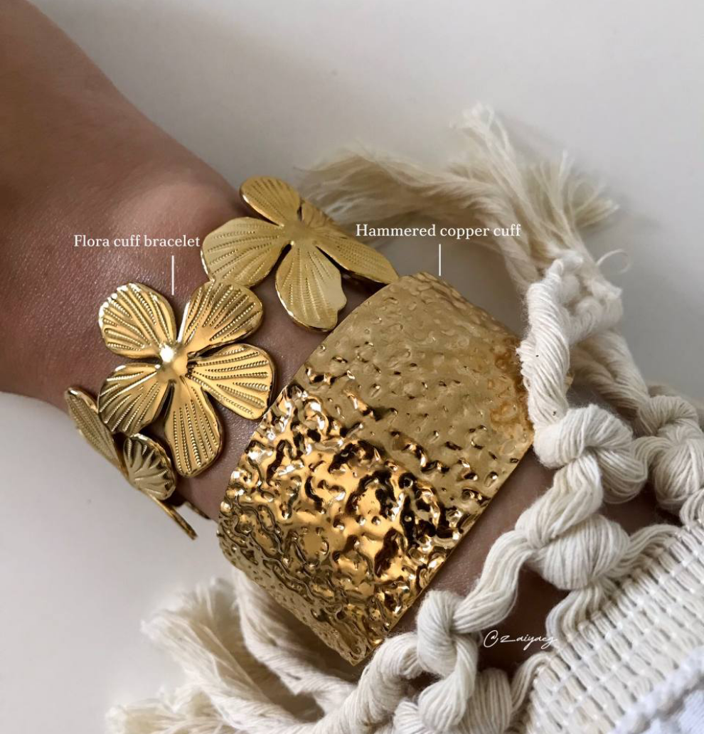 Hammered copper cuff bracelet