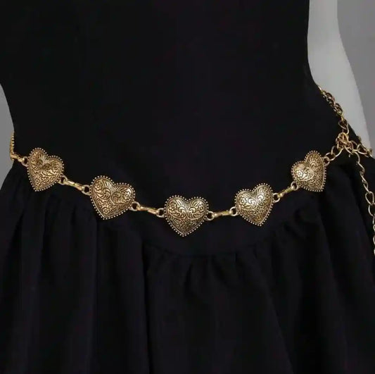 Heart carving waist chain