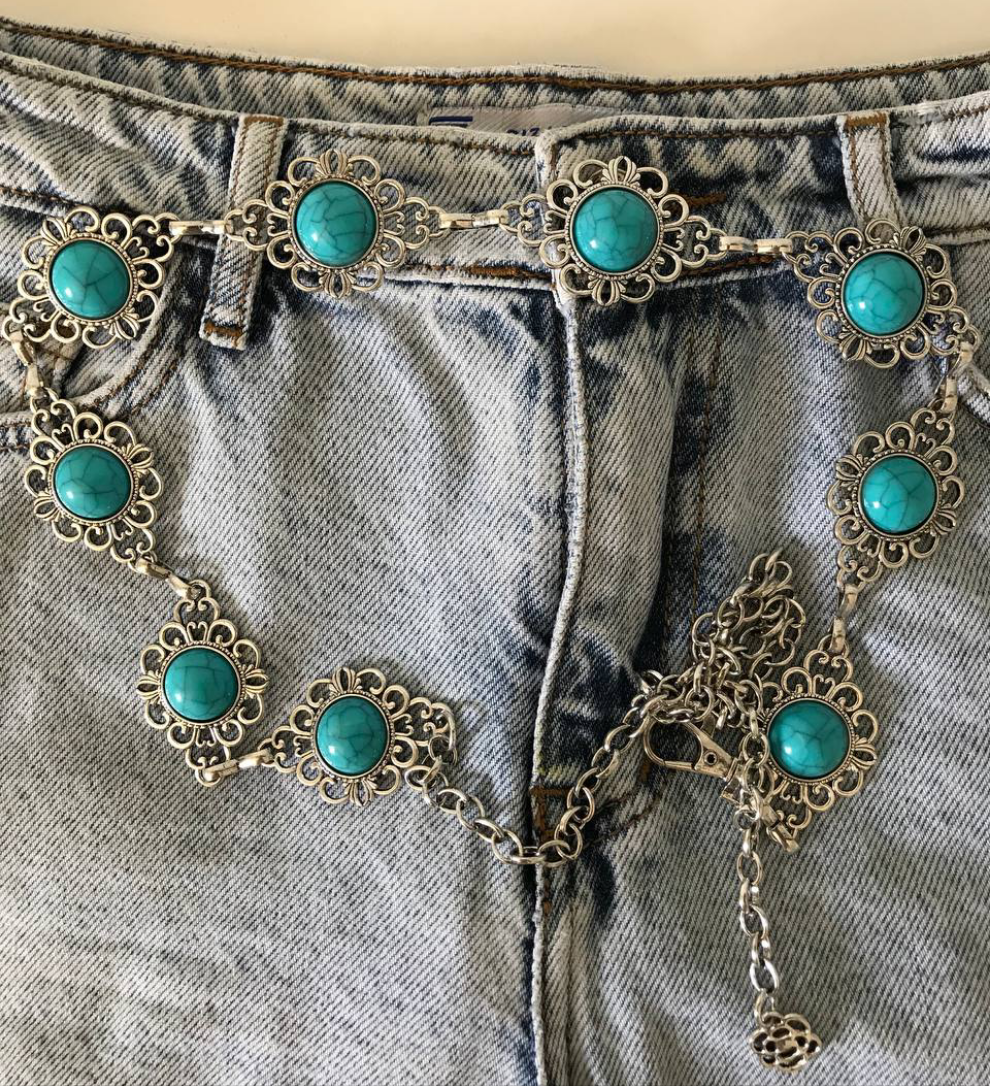 green stone waist chain