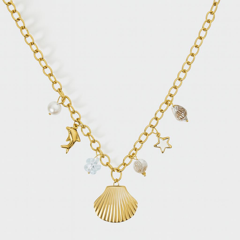 Coral charms necklace