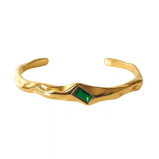 Green crystal cuff bracelet