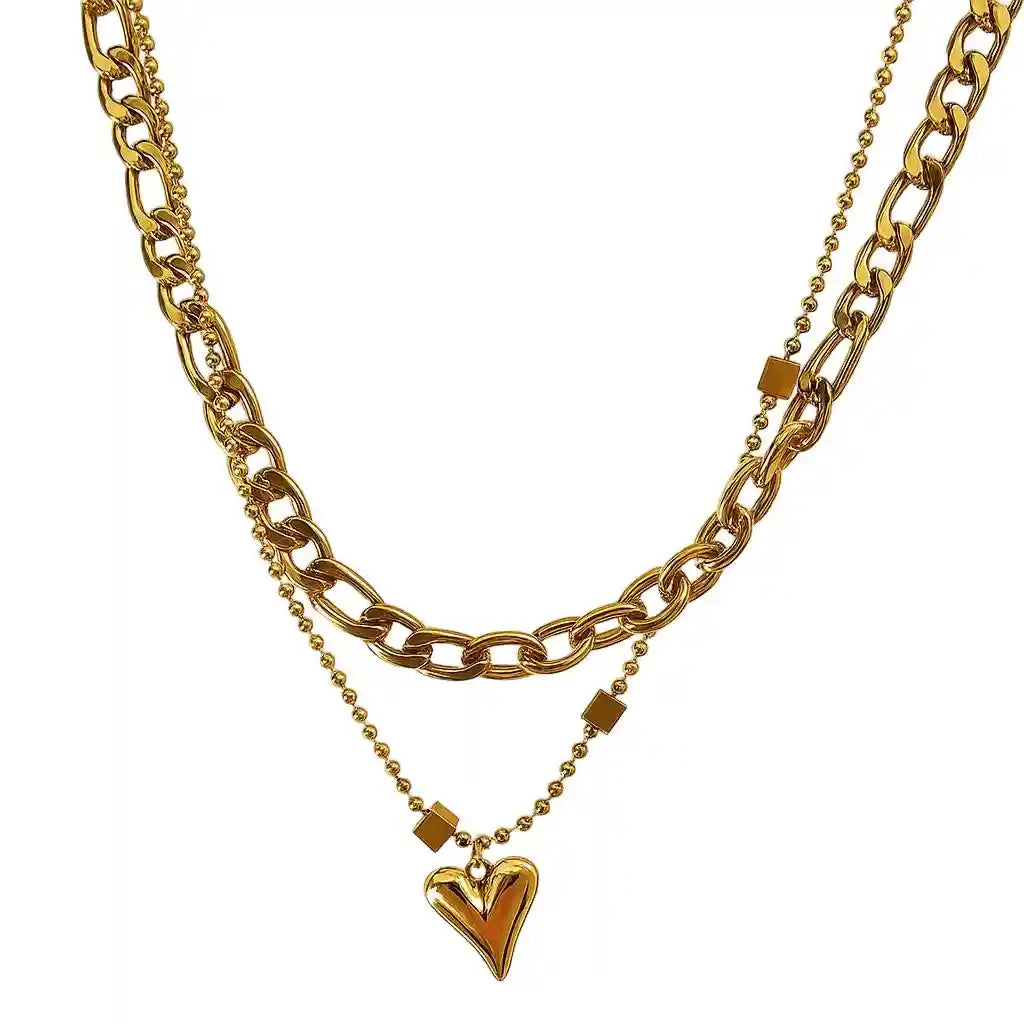 Layer heart necklace
