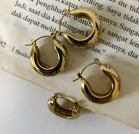 Crystal star hoop earrings