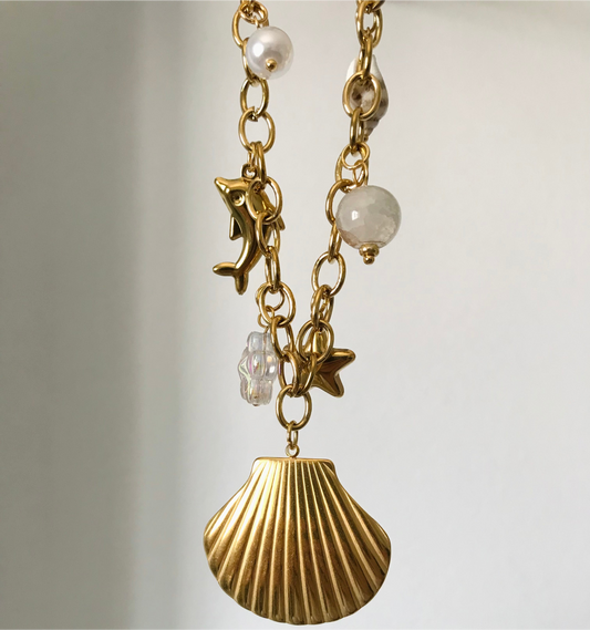 Coral charms necklace