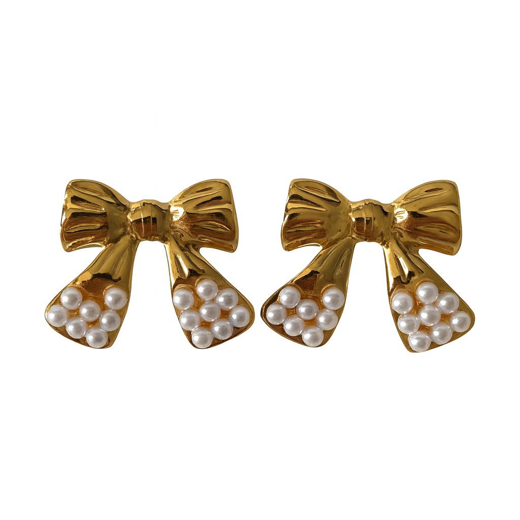 Harper pearl bow studs