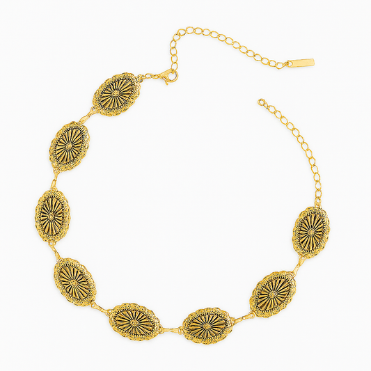 Gold boho ovel decor waist chain