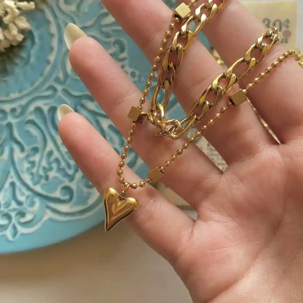 Layer heart necklace