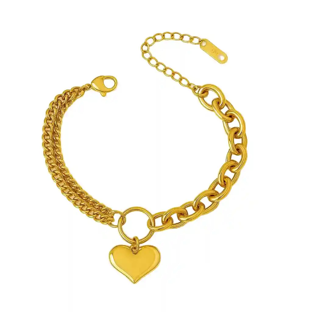 Heart pendant chain bracelet