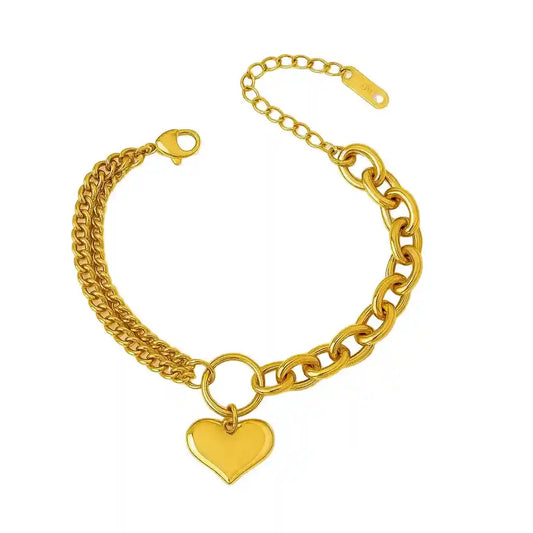 Heart pendant chain bracelet