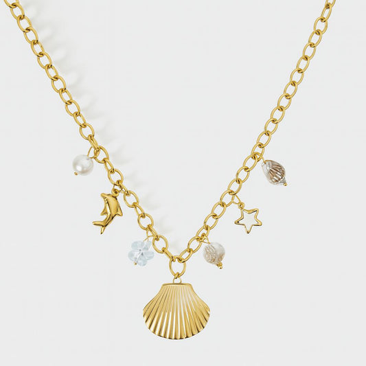 Coral charms necklace